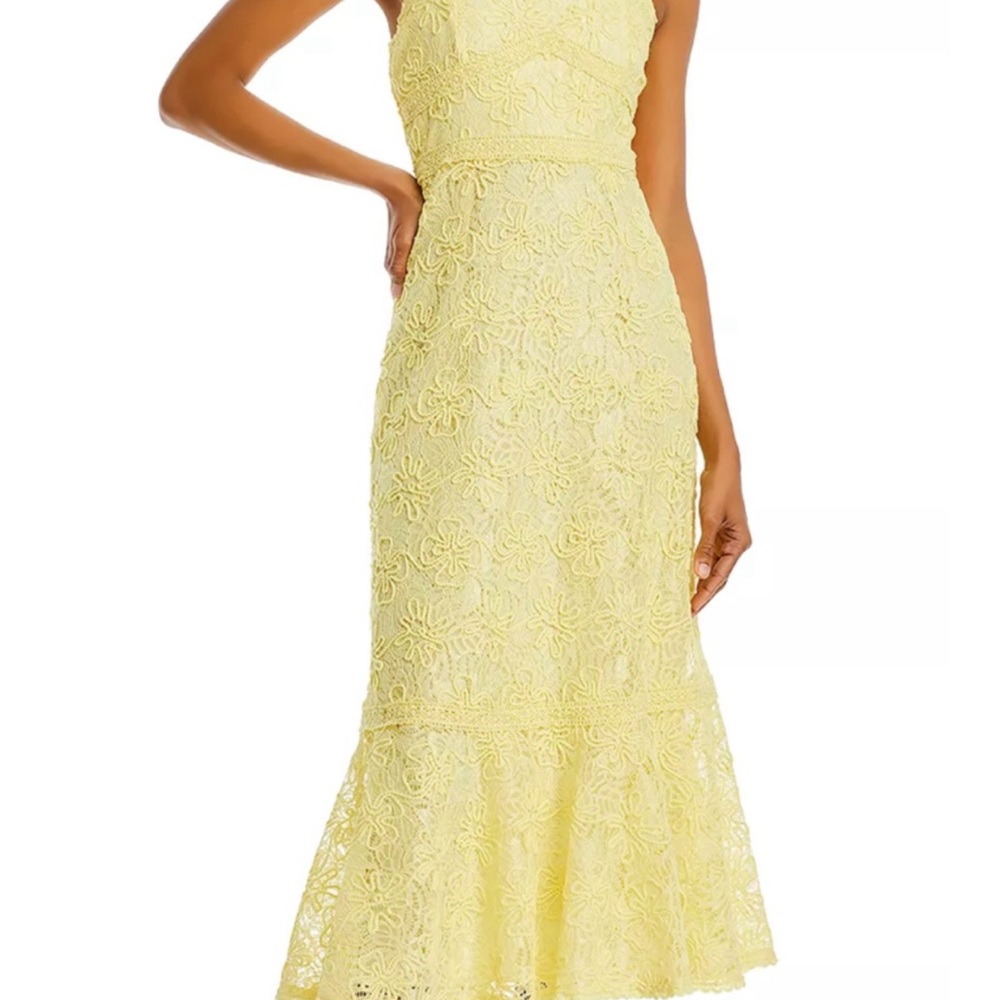 Elegant Yellow Lace Dress